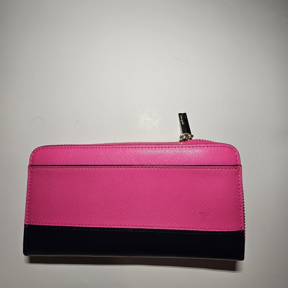 Kate Spade Spencer Lacey Zip Around Wallet Magenta Navy Colorblock - Picture 2 of 9